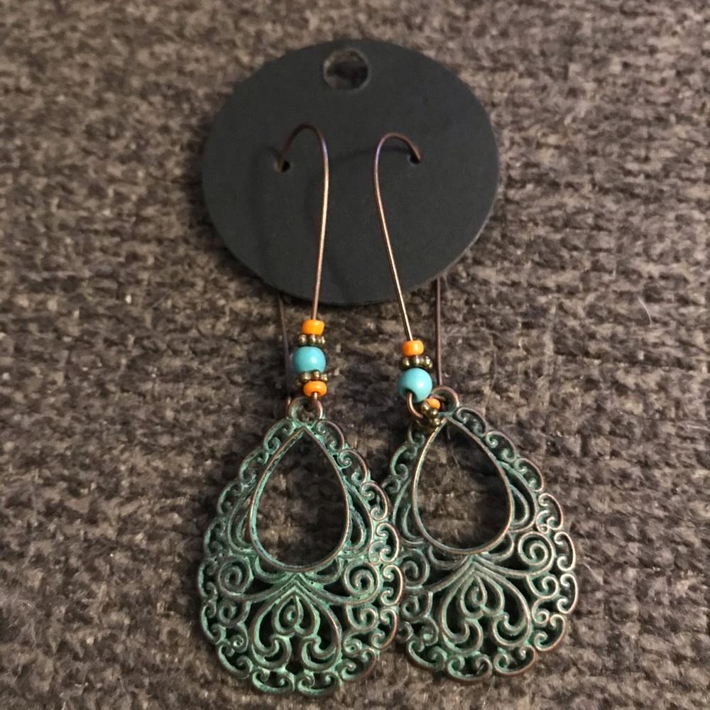 Bronze Earrings with turquoise accent
